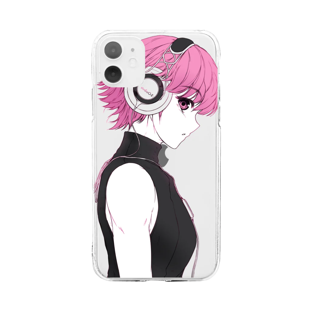 StudioO-E:のGirl02 headphones Soft Clear Smartphone Case