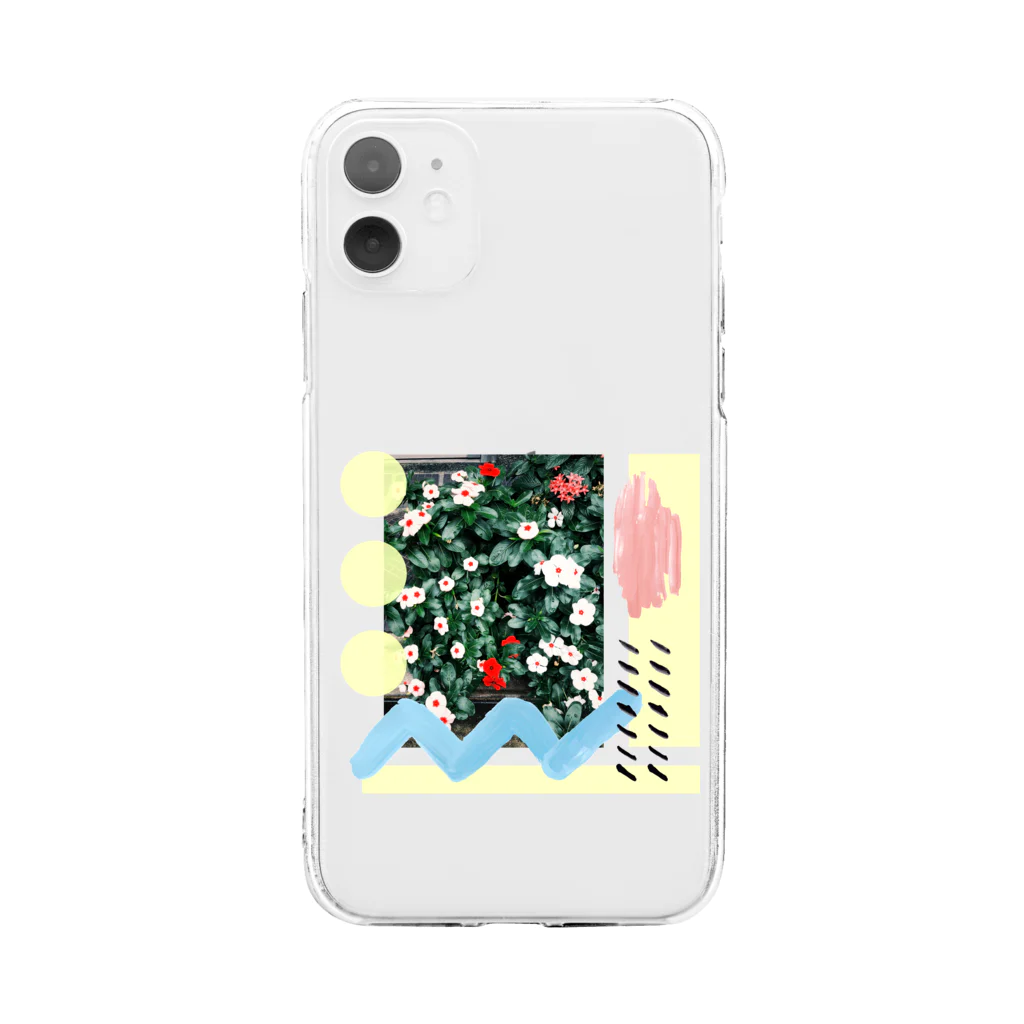 こだまの赤と白の花 Soft Clear Smartphone Case