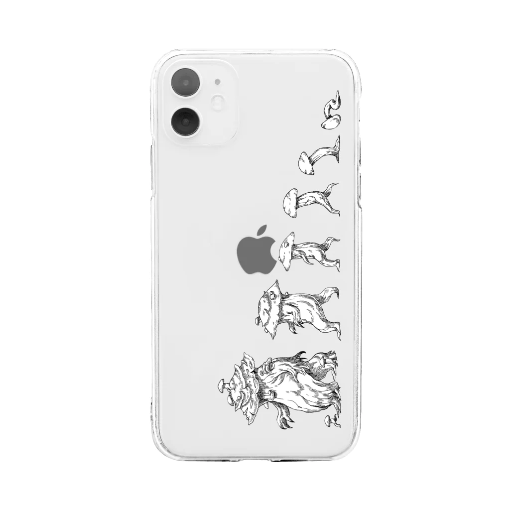 Nomutaのマタンゴ進化図クリアスマホソフトケース Soft Clear Smartphone Case