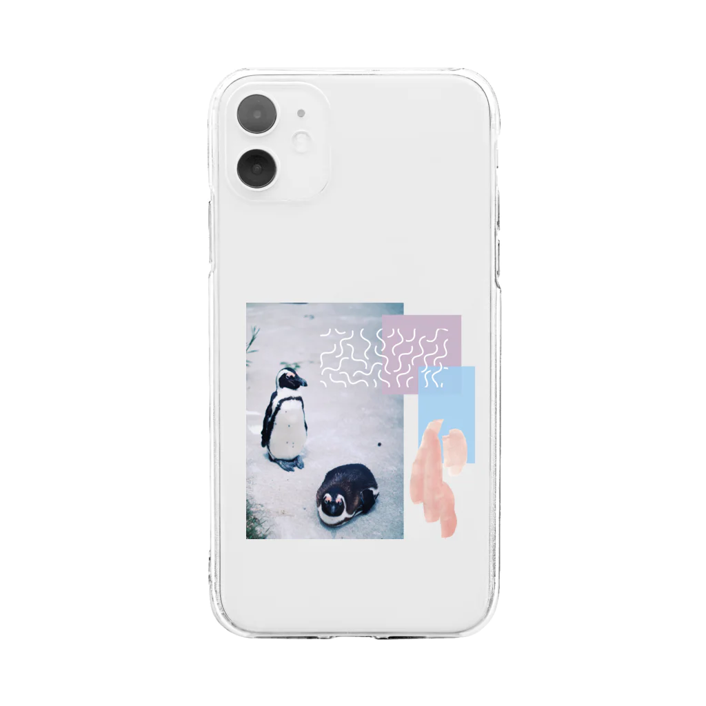 こだまのペンギン（ペア） Soft Clear Smartphone Case