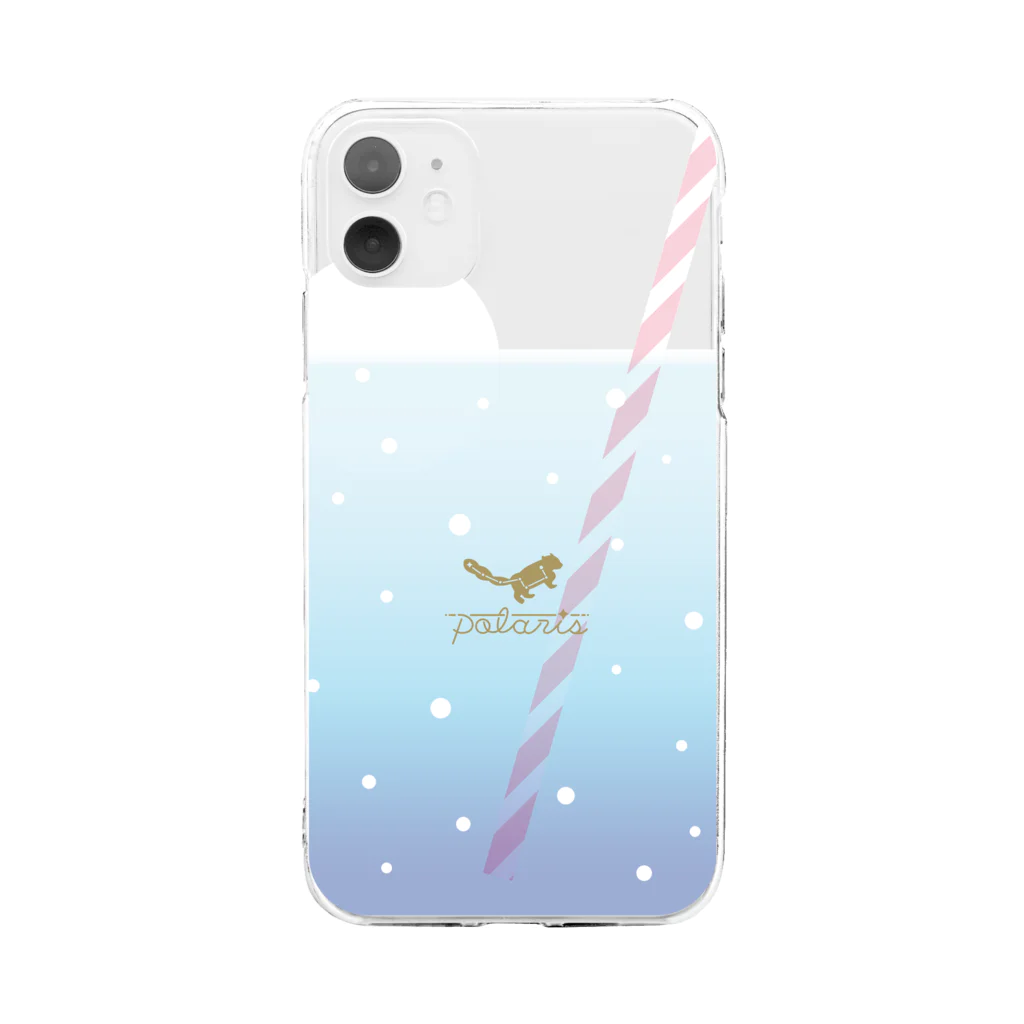 kissa polaris｜喫茶ポラリスのクリームソーダなスマホケース_blue Soft Clear Smartphone Case