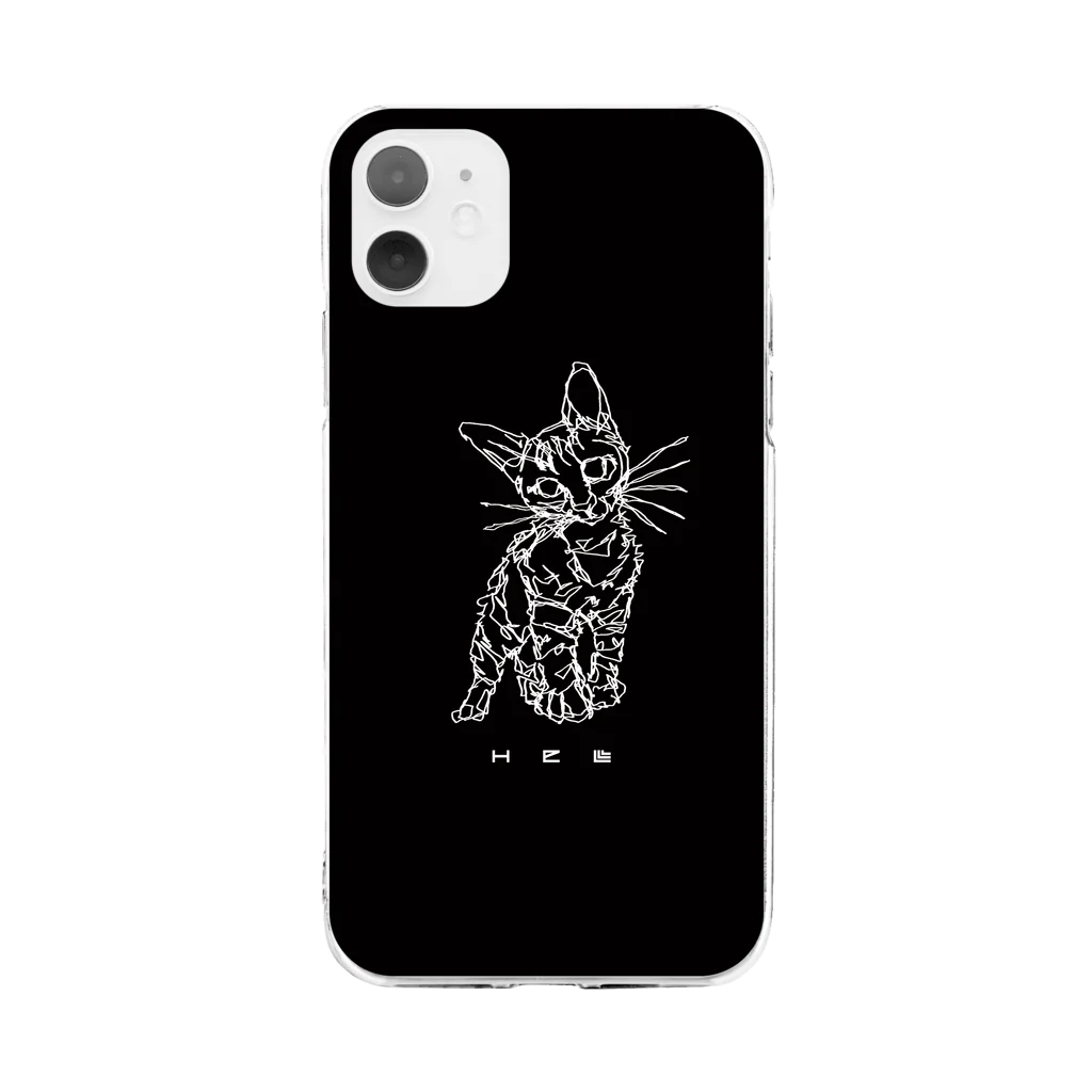 HElll - ヘル - の左手で描いたネコ ソフトタイプ 黒ver. Soft Clear Smartphone Case