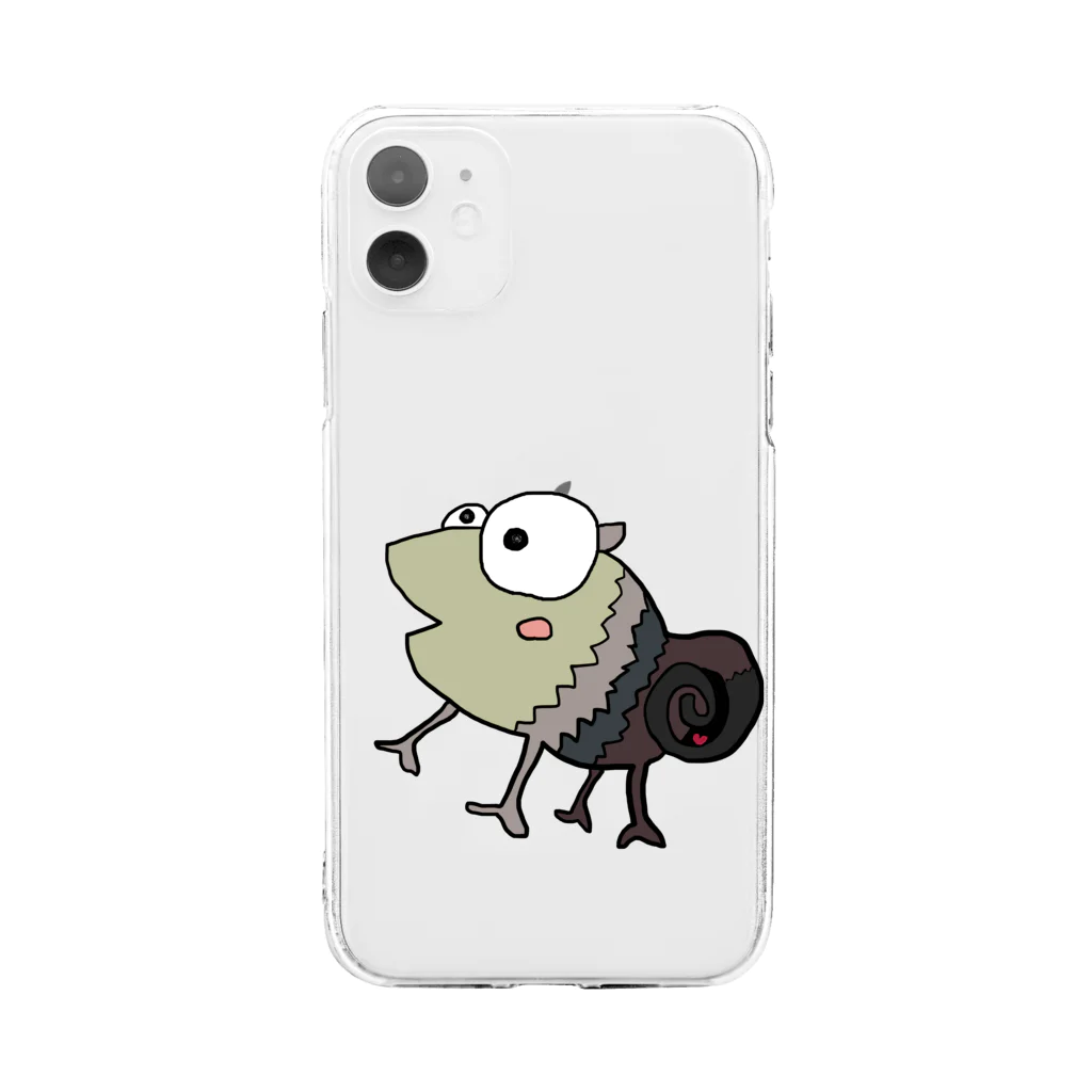 ぺけ丸のカメレオン・モノトーンハート　 Soft Clear Smartphone Case