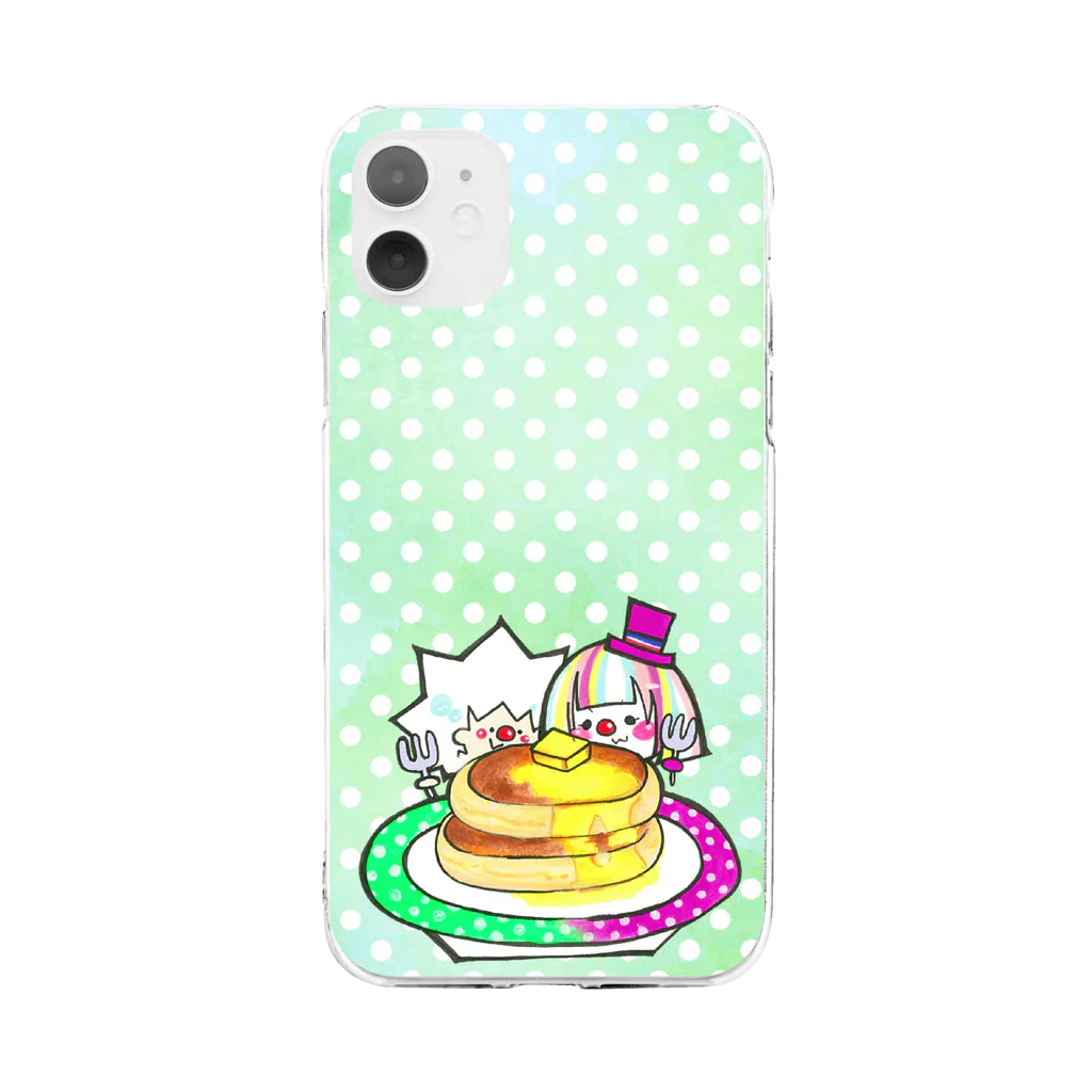 オーバートーンのホットケーキケース（緑） Soft Clear Smartphone Case