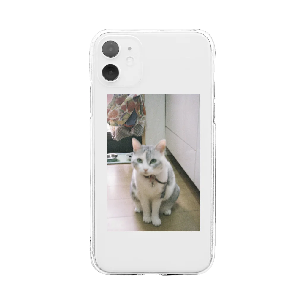 ゆみぴ〜のおすわりするうちのねこん Soft Clear Smartphone Case