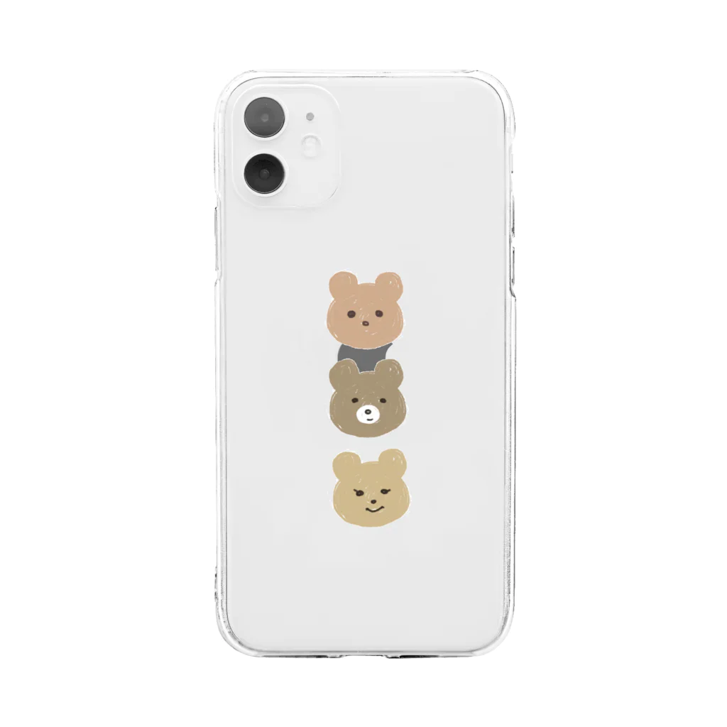 いちまいにまいのくまさんケース Soft Clear Smartphone Case