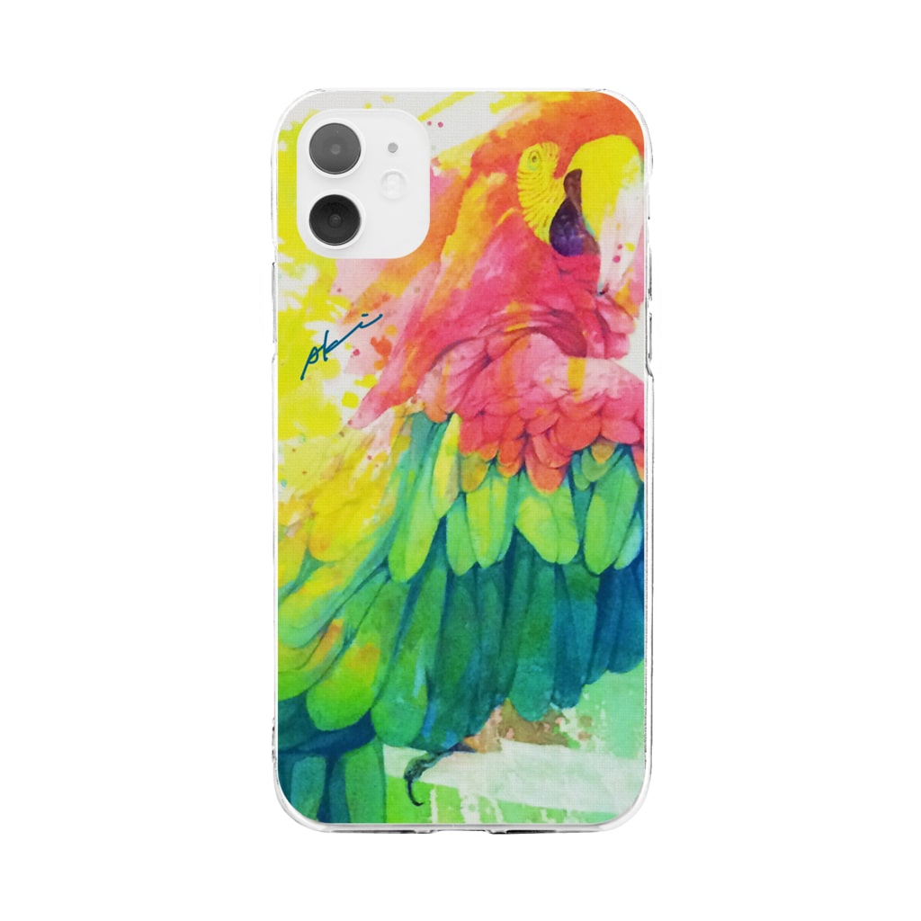 Akiss art ONLINE SHOPのひとり美しい赤い鳥 Soft Clear Smartphone Case