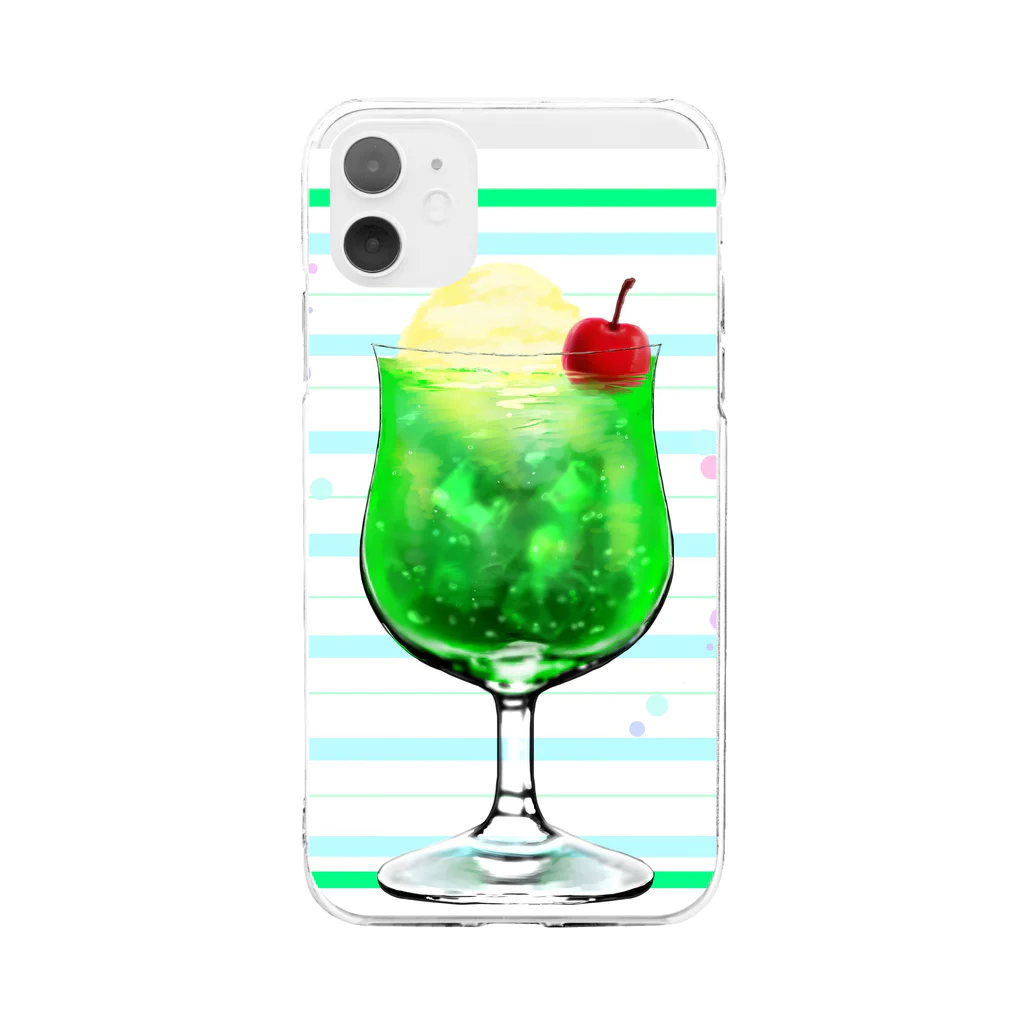 ざしきむすめのMelon Soda(文字なし) Soft Clear Smartphone Case