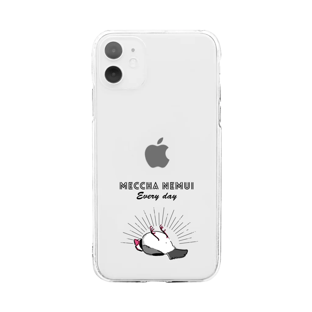 屋台 urukaのMECCHA NEMUI 文鳥 Soft Clear Smartphone Case