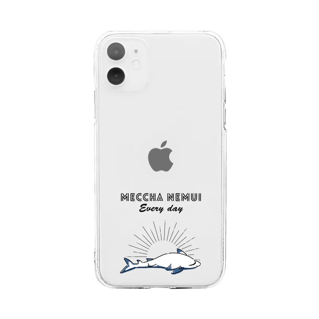 屋台 urukaのMECCHA NEMUI さめ Soft Clear Smartphone Case