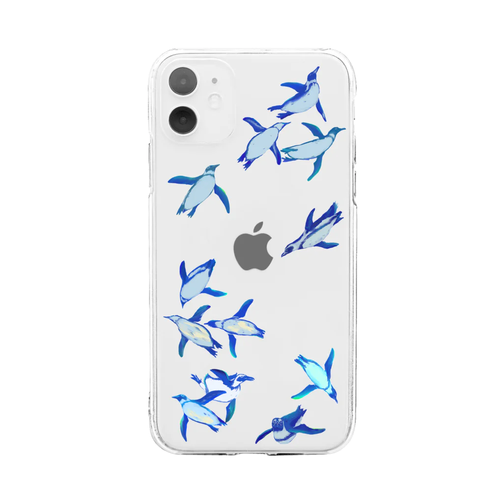 𓅪 cula 𓇽の空飛ぶペンギン Soft Clear Smartphone Case