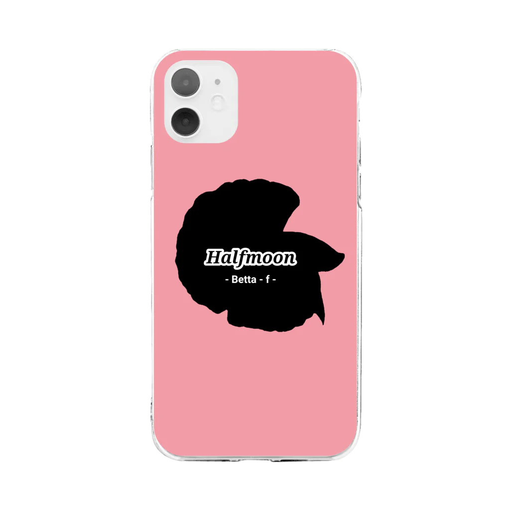 ☆ららくらら☆のHalfmoon Betta①Black(Rosepink) Soft Clear Smartphone Case