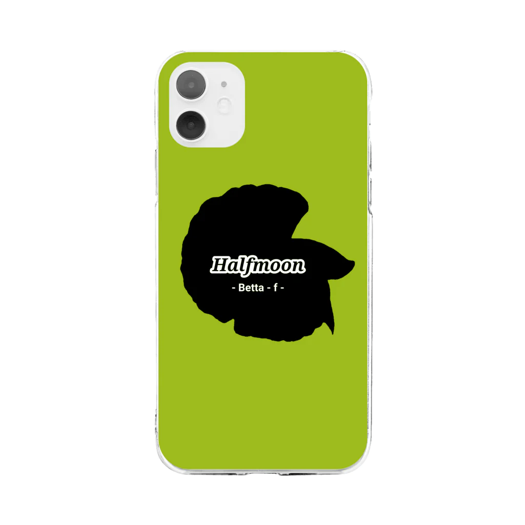 ☆ららくらら☆のHalfmoon Betta①Black(Springgreen) Soft Clear Smartphone Case