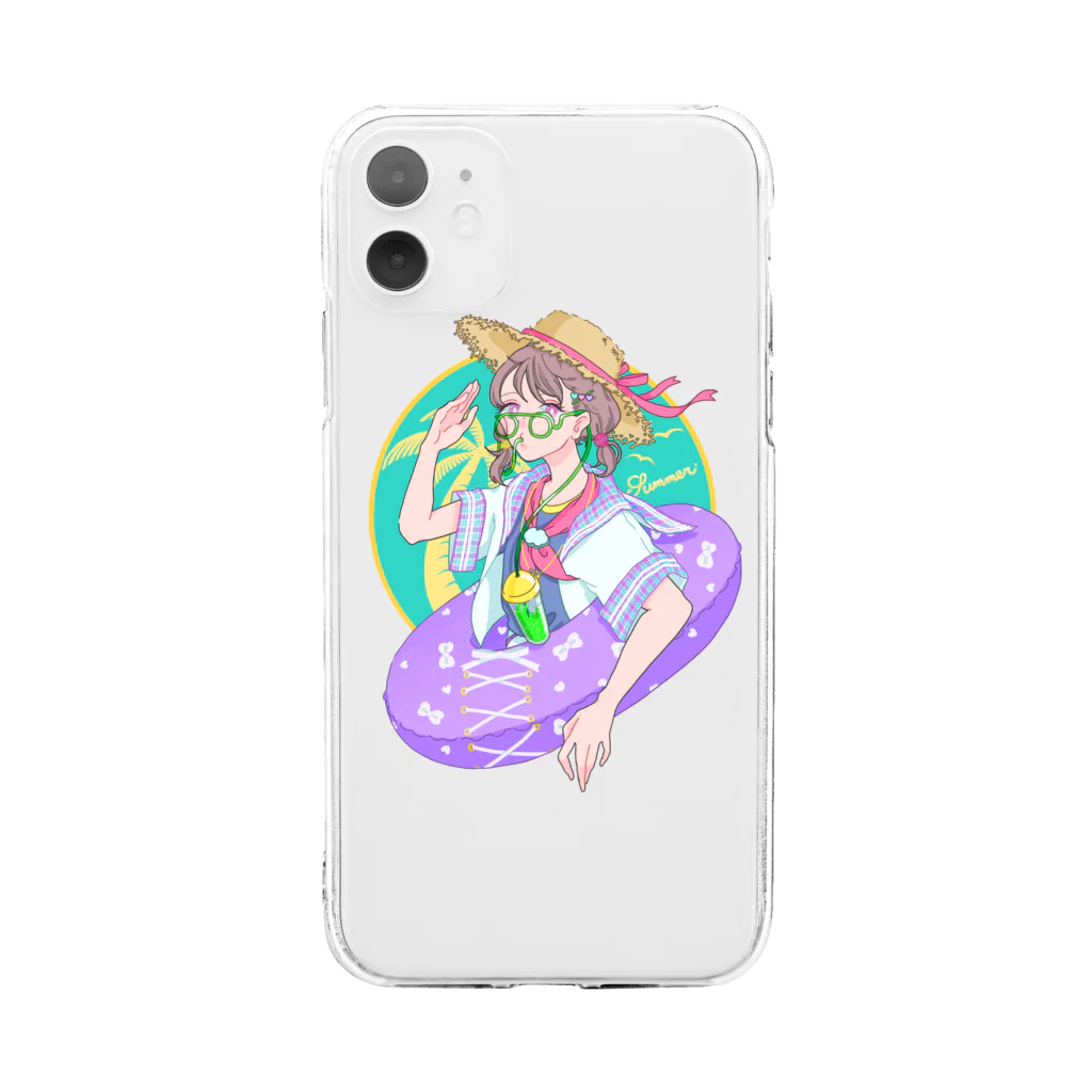 深山のせみがないている Soft Clear Smartphone Case