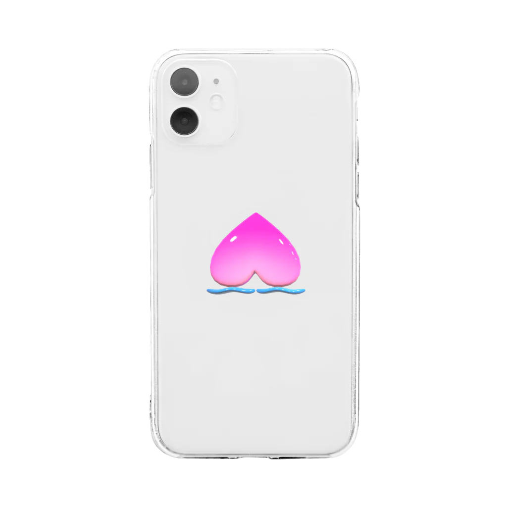 メイドイン極楽スズリ店のプリプリ桃タイプ2 Soft Clear Smartphone Case
