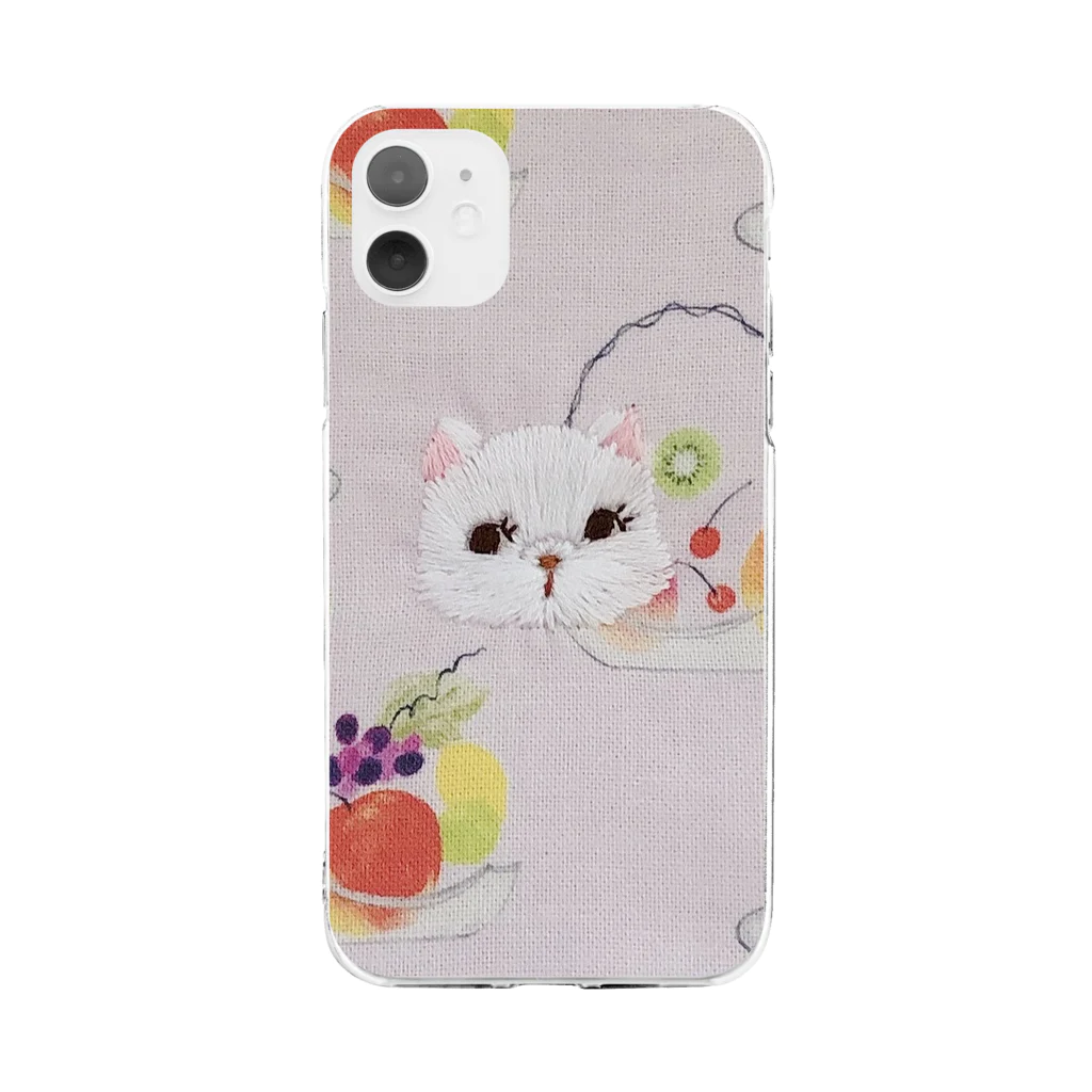 pulpy。のキャットフルーツパフェ Soft Clear Smartphone Case