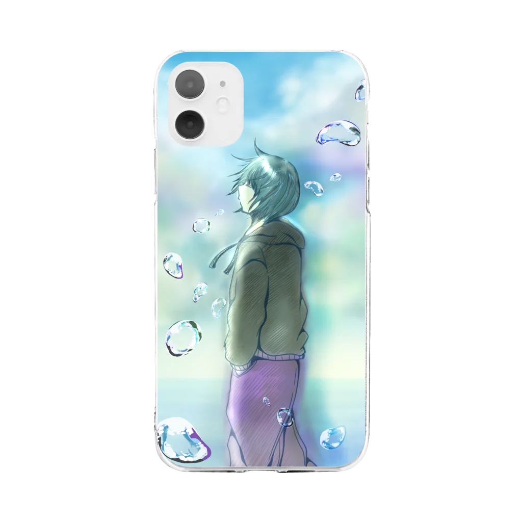 のんまる@1y絵日記ブログの水滴 Soft Clear Smartphone Case