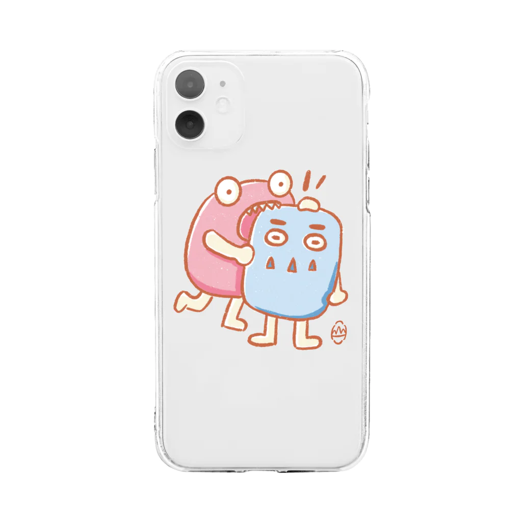 山一人（サンイチニン)のピンクとブルーのカムカム Soft Clear Smartphone Case