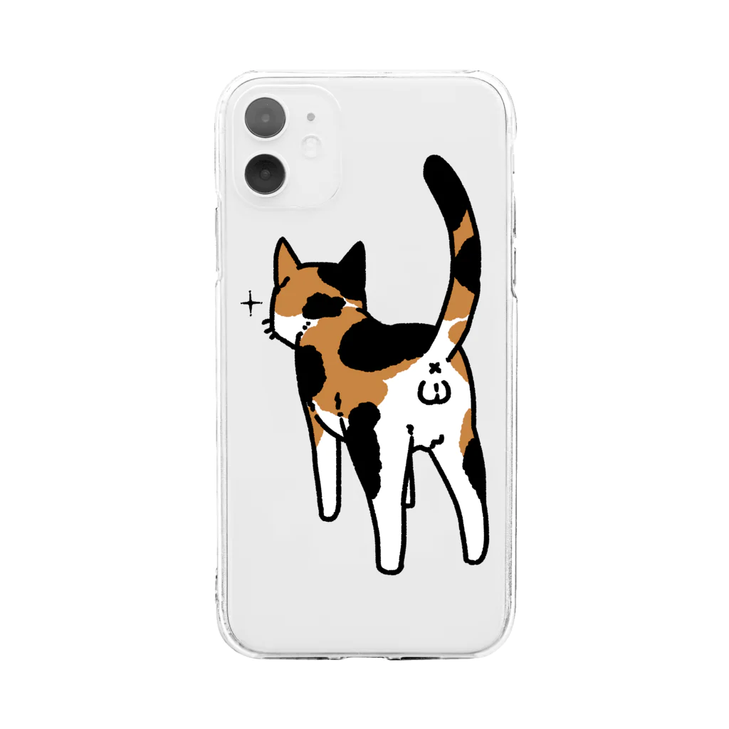 Riotoのねこけつω（三毛猫） Soft Clear Smartphone Case