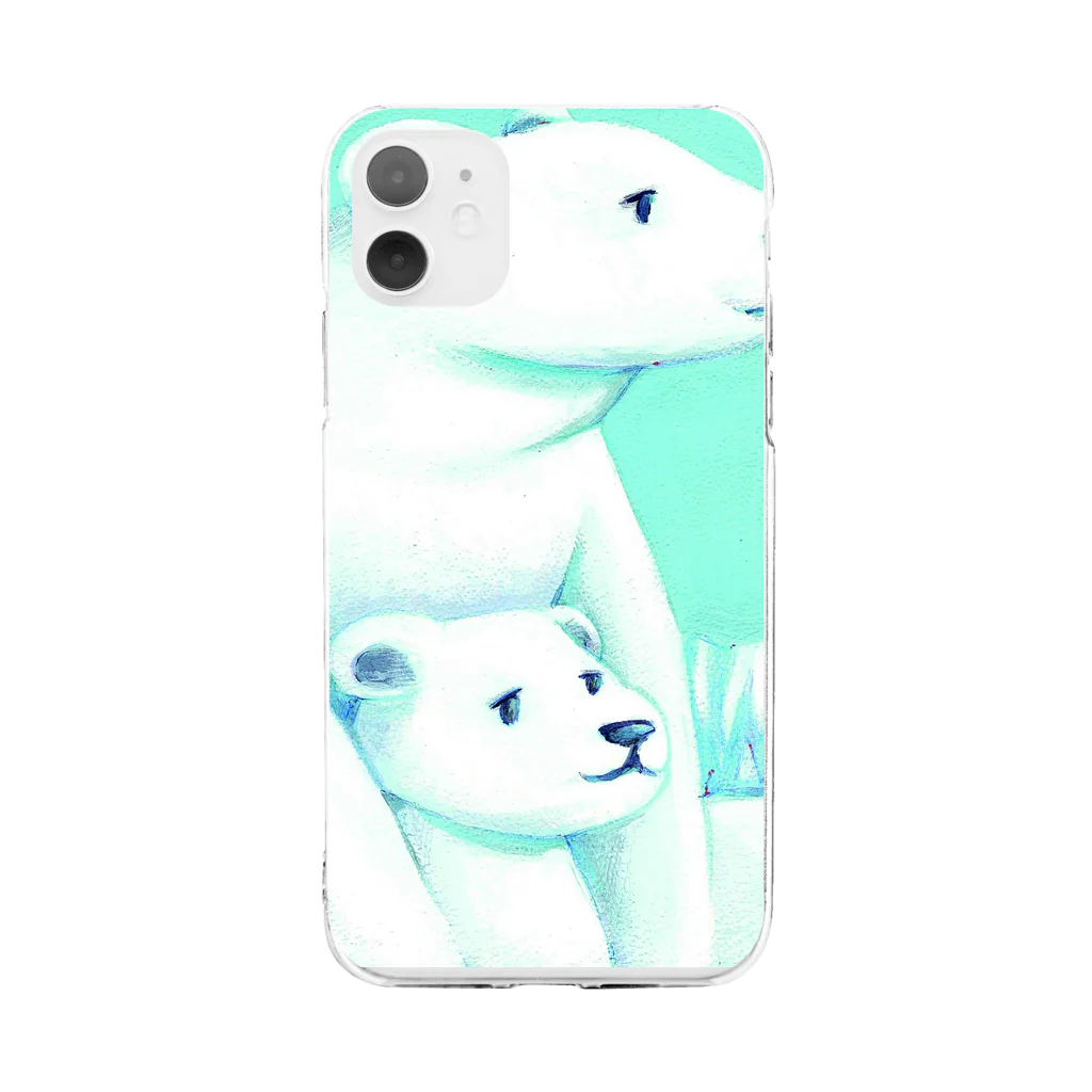 MashMashのシロクマ親子 Soft Clear Smartphone Case