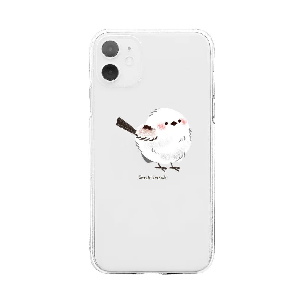 すずきいときちのシマエナガシンプル柄  Soft Clear Smartphone Case