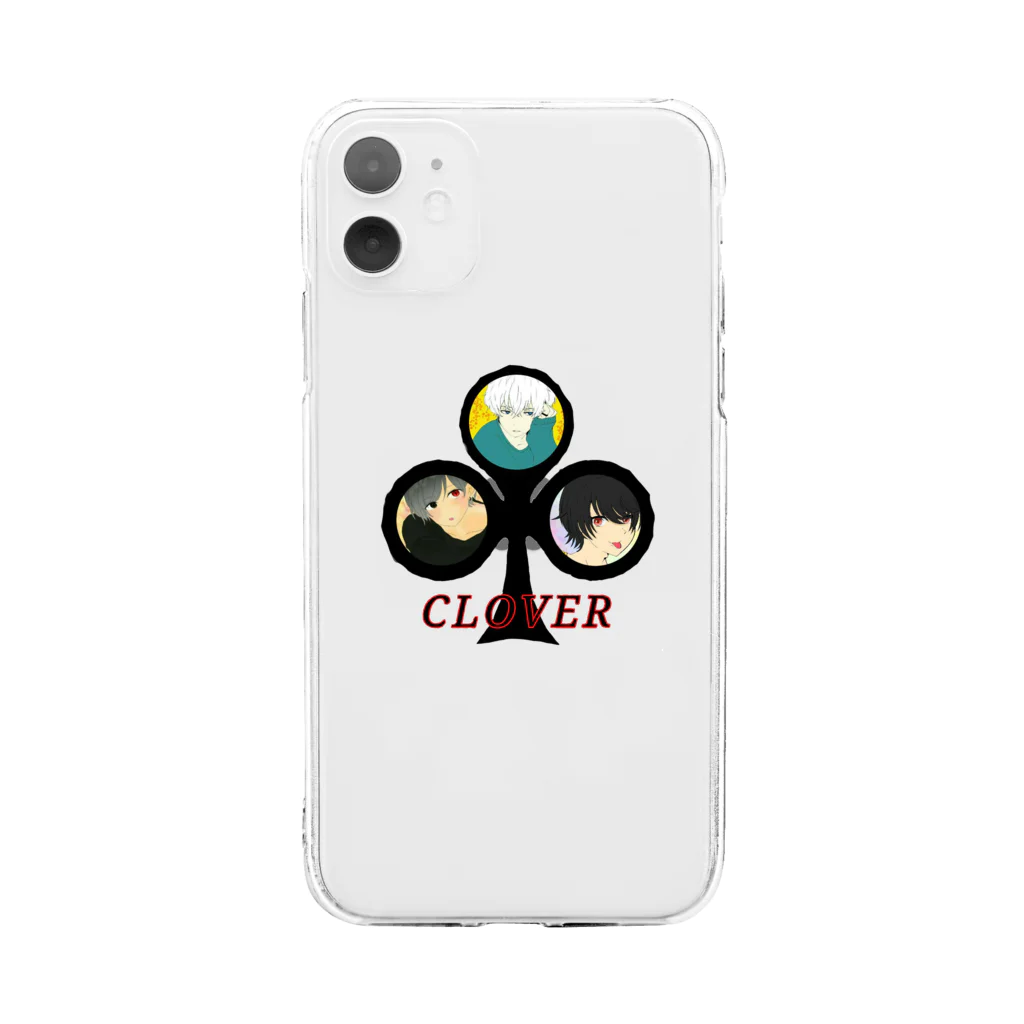 Clover_overのcloverのロゴ入りiPhone11ケース Soft Clear Smartphone Case