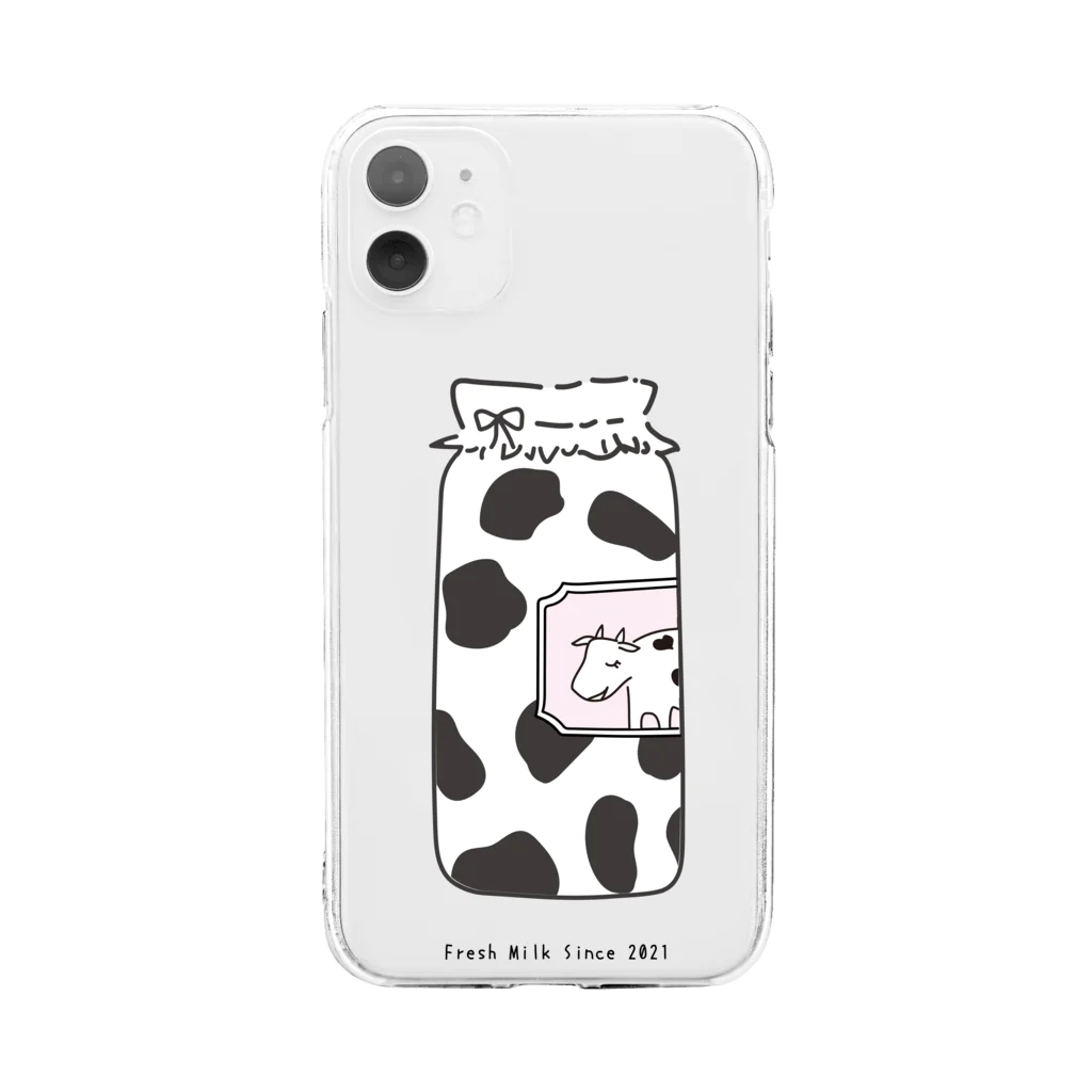 Fuuの牛乳瓶＊ブラック Soft Clear Smartphone Case