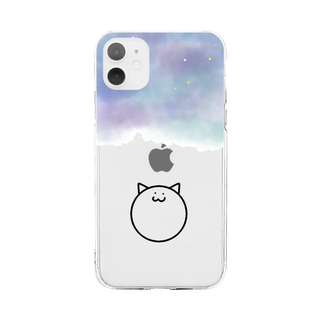 鮭おにぎりの星見留　猫 Soft Clear Smartphone Case