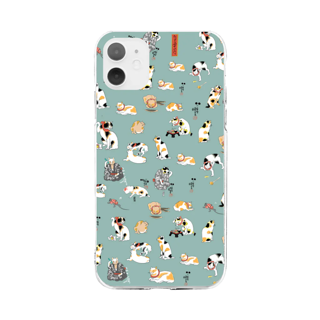 AO's SHOPの国芳ねこ Soft Clear Smartphone Case