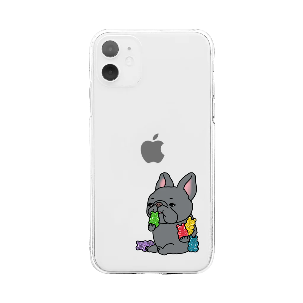 2216studioのガミィベア食べるフレブルちゃん。黒い子。 Soft Clear Smartphone Case