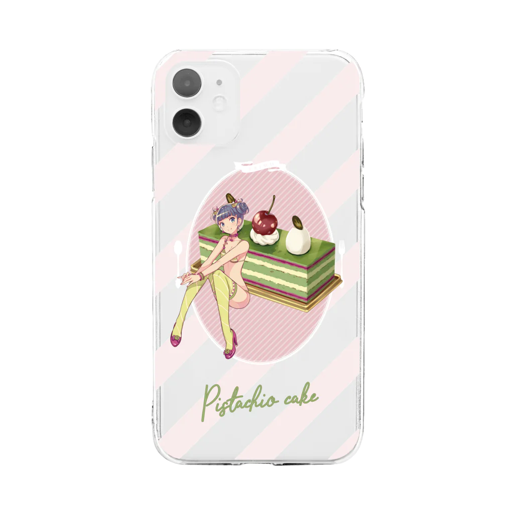 ERIMO–WORKSのSweets Lingerie phone case "Pistachio Cake" Soft Clear Smartphone Case