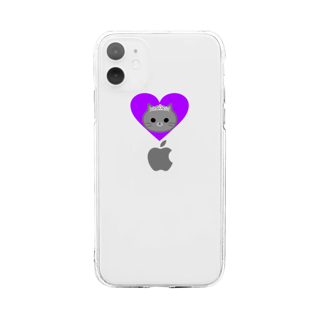PurpleCat♡のPotiara♥パープルハート Soft Clear Smartphone Case