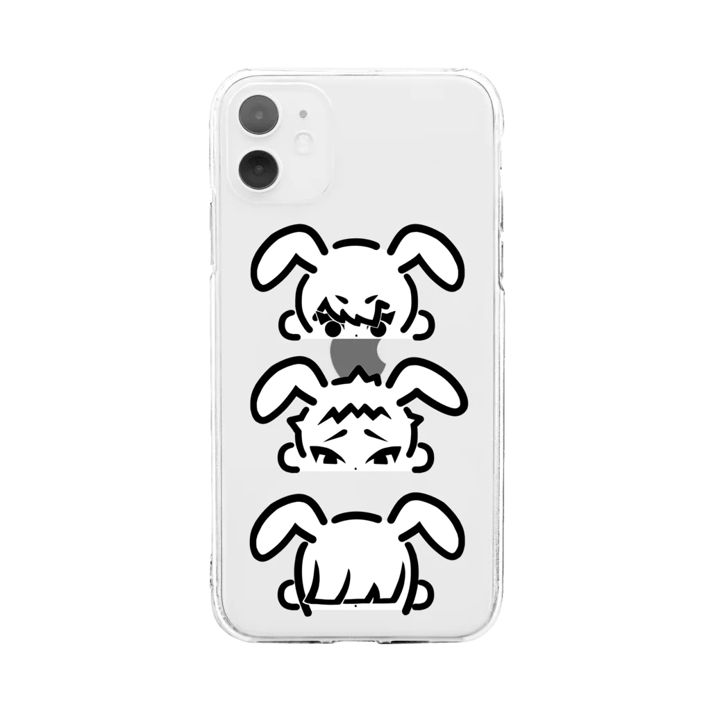 キナコの黒白赤 Soft Clear Smartphone Case