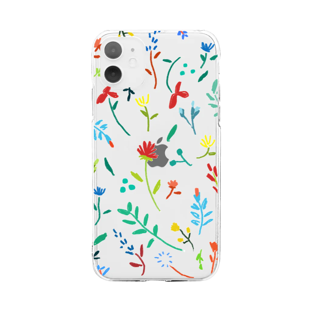 hananoの踊る小花 Soft Clear Smartphone Case