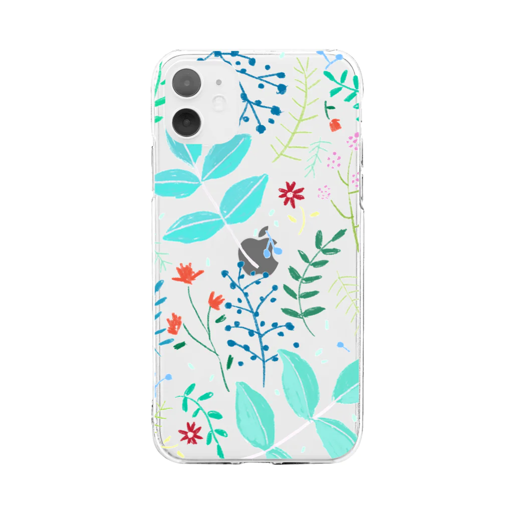 hananoの青の草木 Soft Clear Smartphone Case