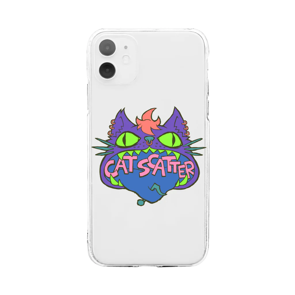 ななつやのキャットスキャッターネオン Soft Clear Smartphone Case