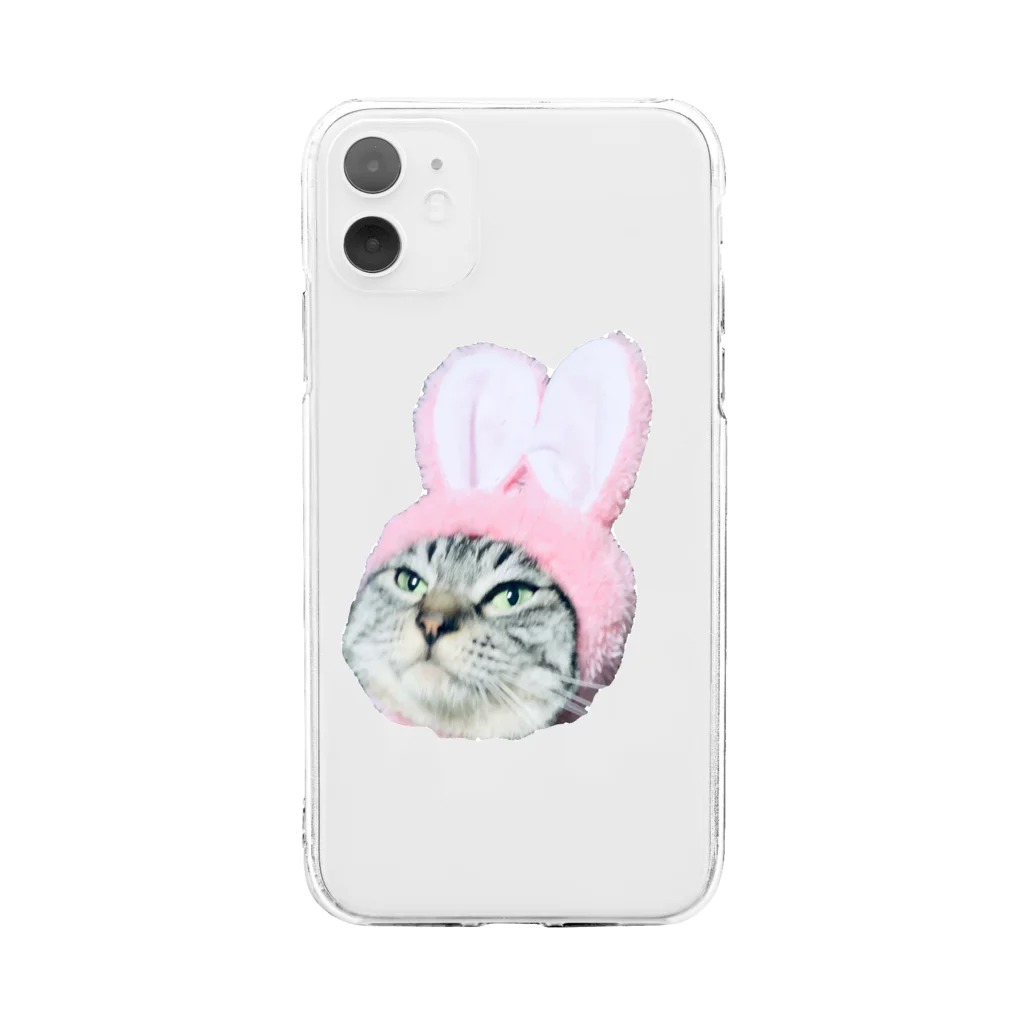 パーラーサイバーマイマイの浮かぶラビキャット Soft Clear Smartphone Case