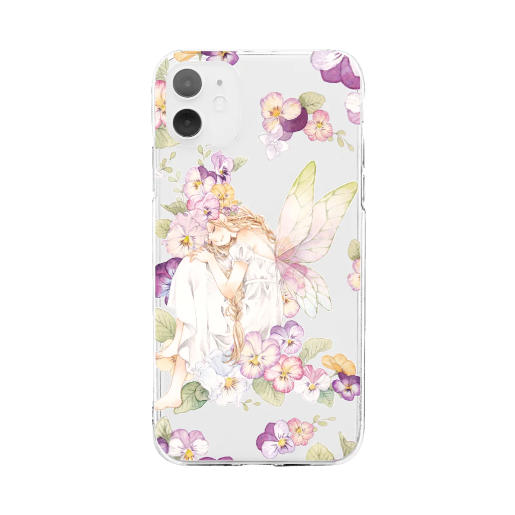 友風子のパンジー Soft Clear Smartphone Case