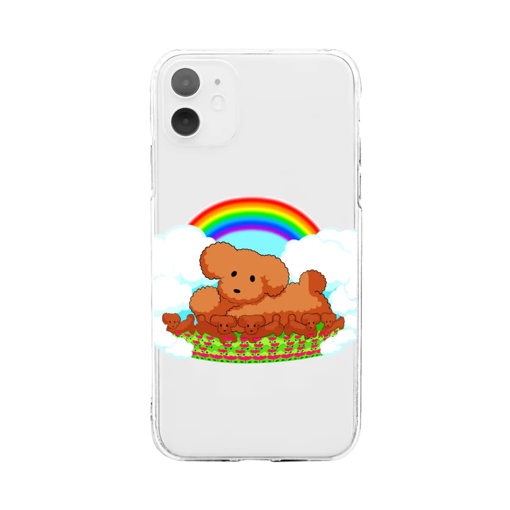 ✨🌈✨ユラクラカン🇯🇵 ✨🌈✨のトイ・プードル🌈ファミリー🌈レインボー　バージョン Soft Clear Smartphone Case