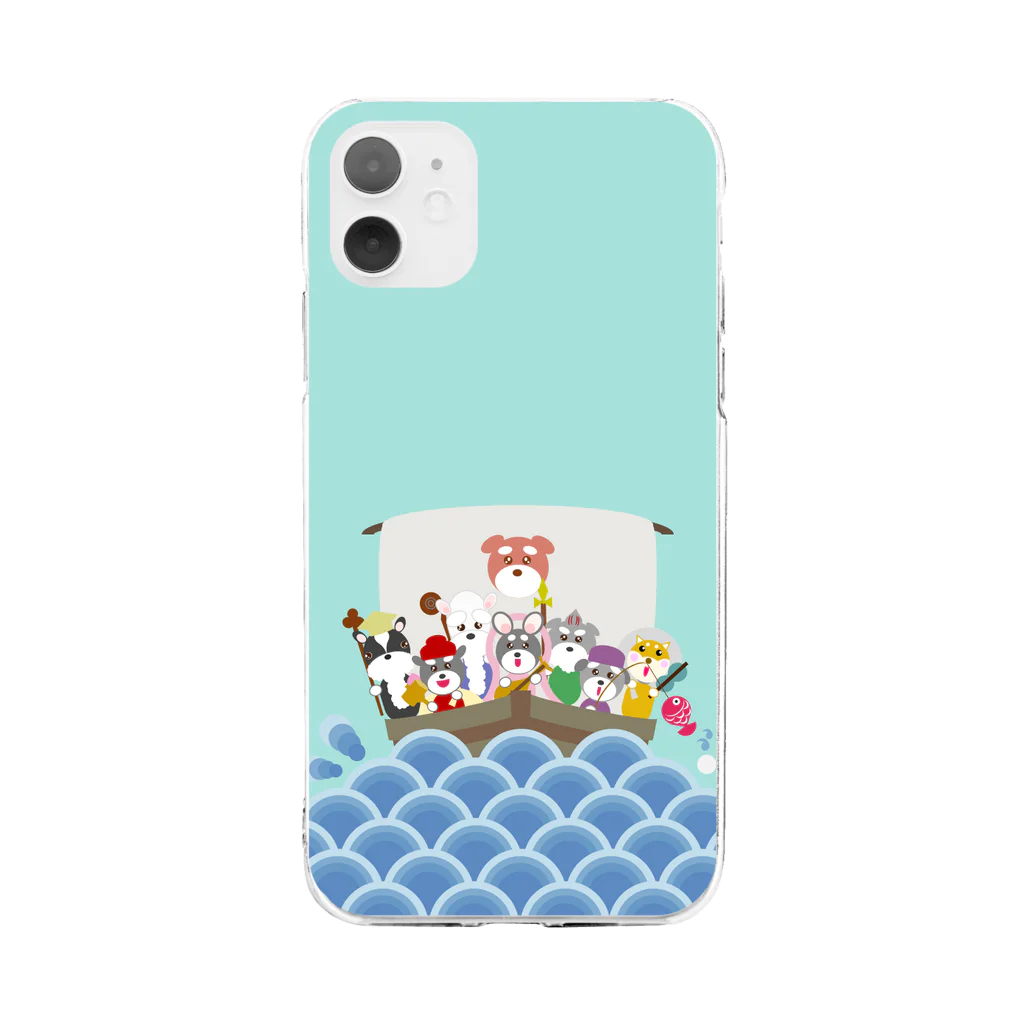 シュナウザーのikeWan_shopのikeWan★縁起物★七福ワン Soft Clear Smartphone Case