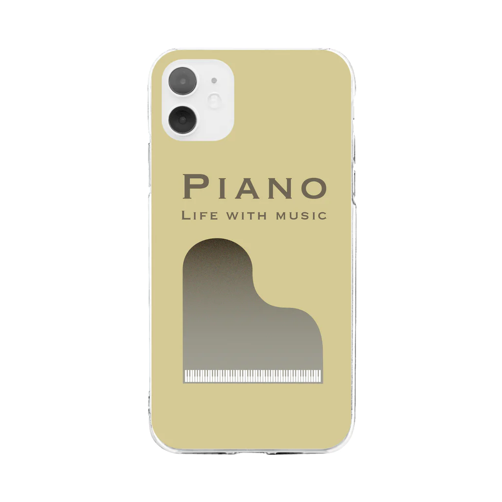 和音のピアノ（モノトーン）　楽器スマホケース Soft Clear Smartphone Case