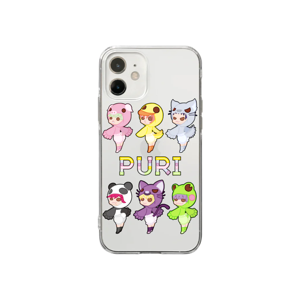 ウサネコのぷり☆全員集合 Soft Clear Smartphone Case