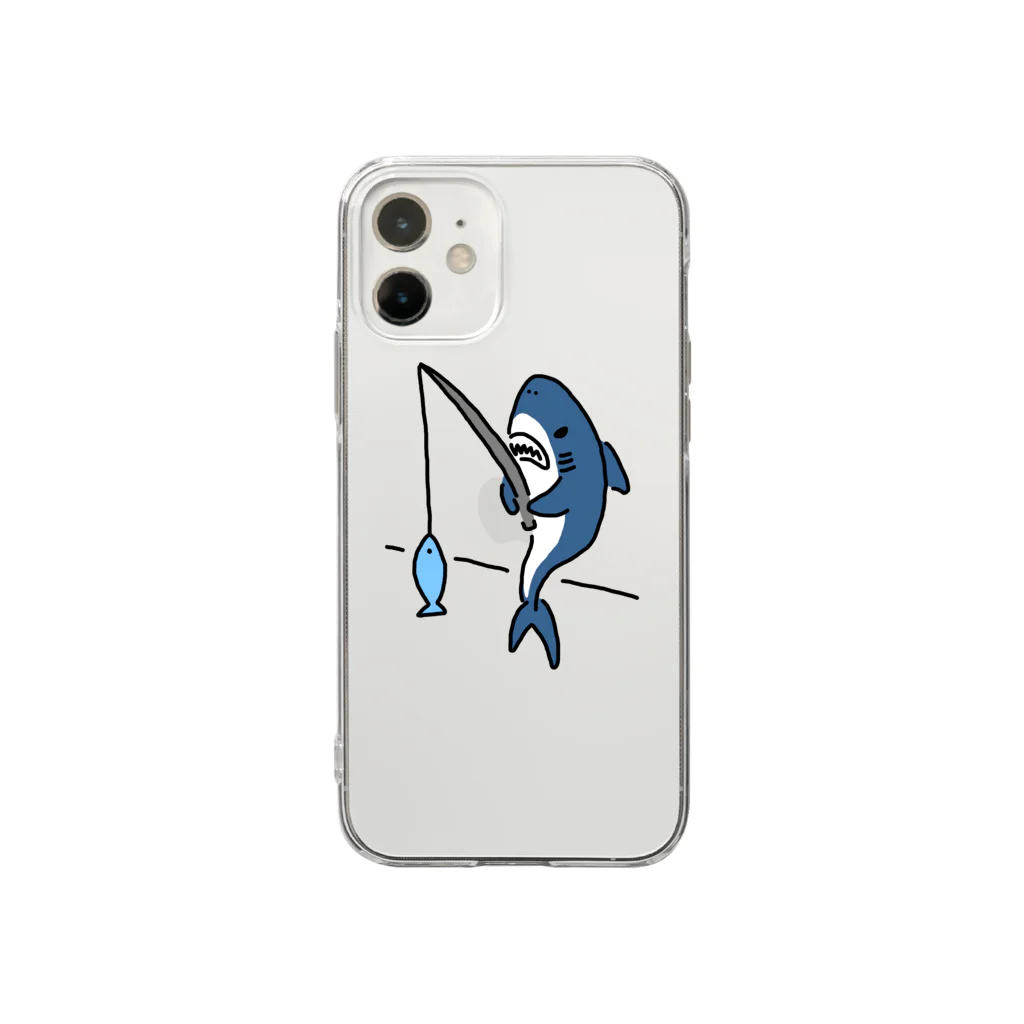 サメ わりとおもいの釣りをするサメ Soft Clear Smartphone Case