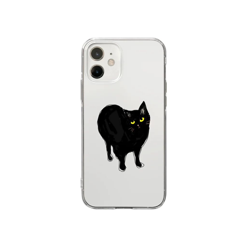 小鳥と映画館の目付きは悪いけど可愛い猫 Soft Clear Smartphone Case