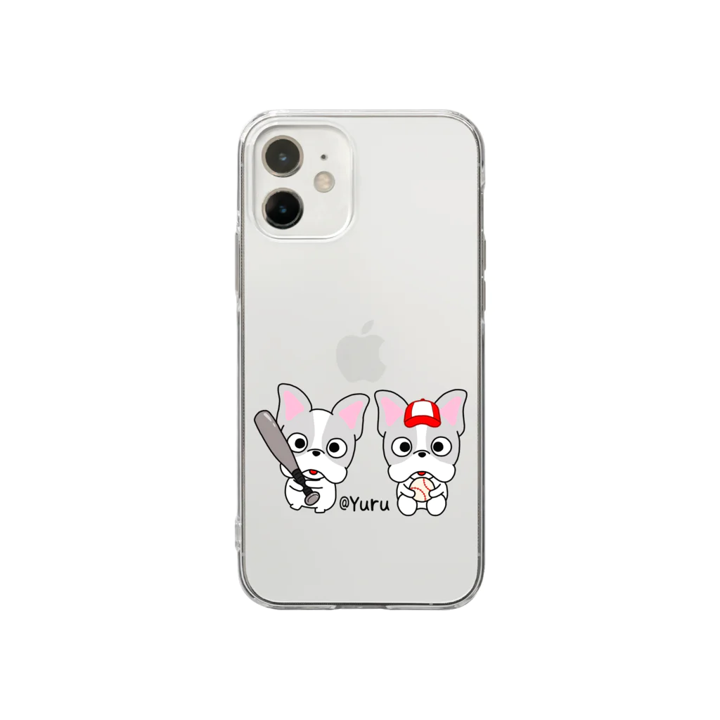 LINEスタンプのChai♡のゆる犬×野球 Soft Clear Smartphone Case