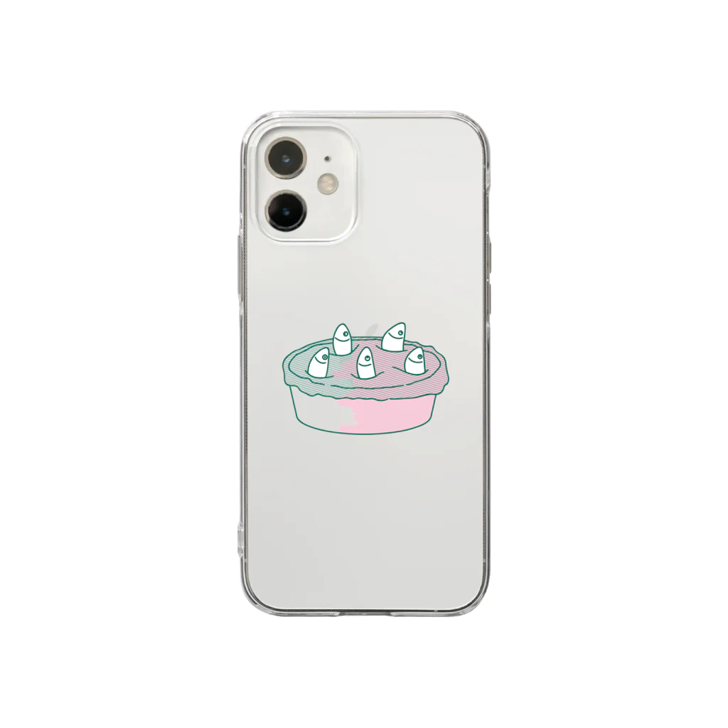 lycoのイギリスのあの魚が刺さったパイ（Green） Soft Clear Smartphone Case