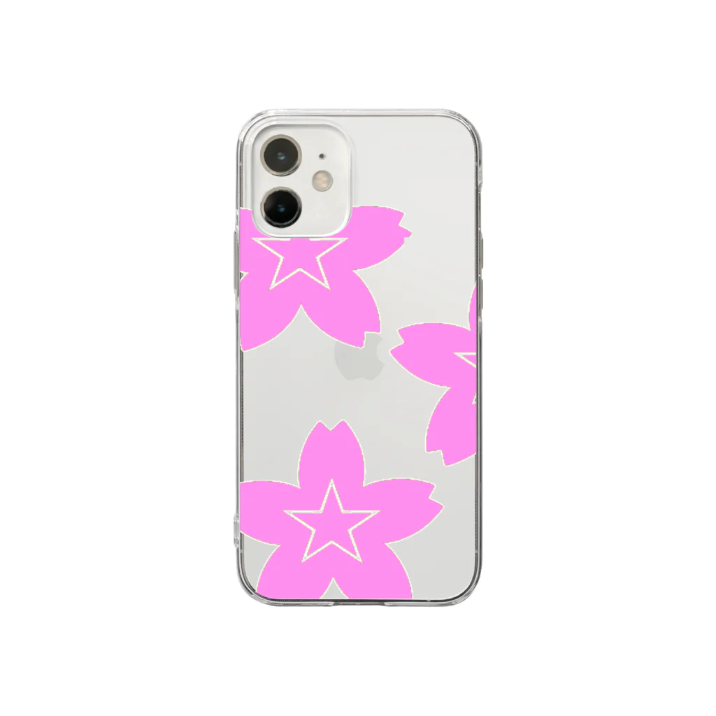 KOKI MIOTOMEの星桜紋（流れ星ピンク）　Star cherry blossom Crest (Shooting star pink）) Soft Clear Smartphone Case