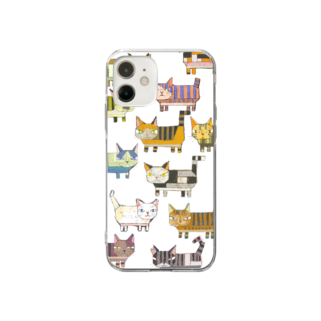 しよいねこだだこねこの猫ブロック Soft Clear Smartphone Case