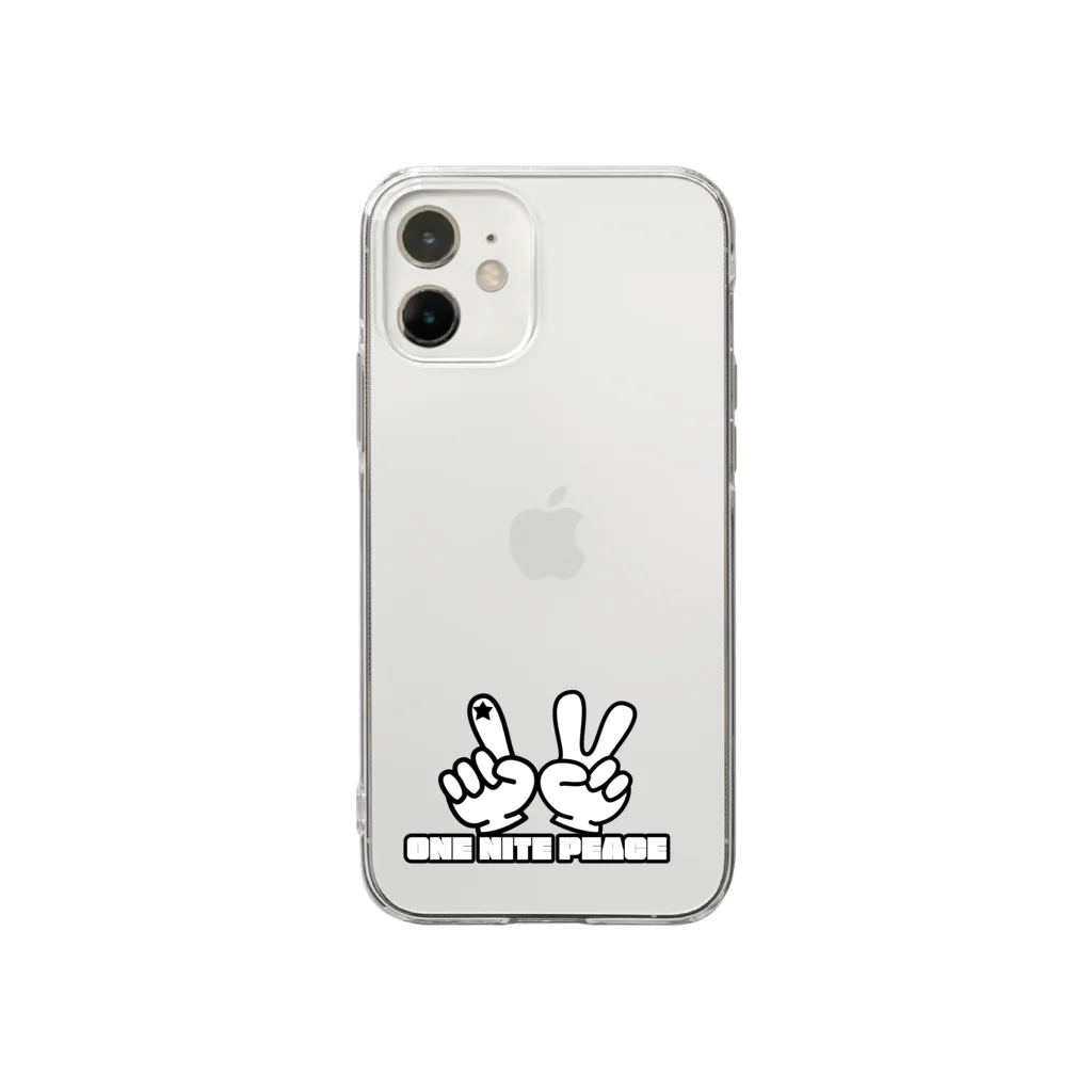 ONE NITE PEACE(ワンナイトピース)のONE NITE  PEACE 指ロゴ Soft Clear Smartphone Case