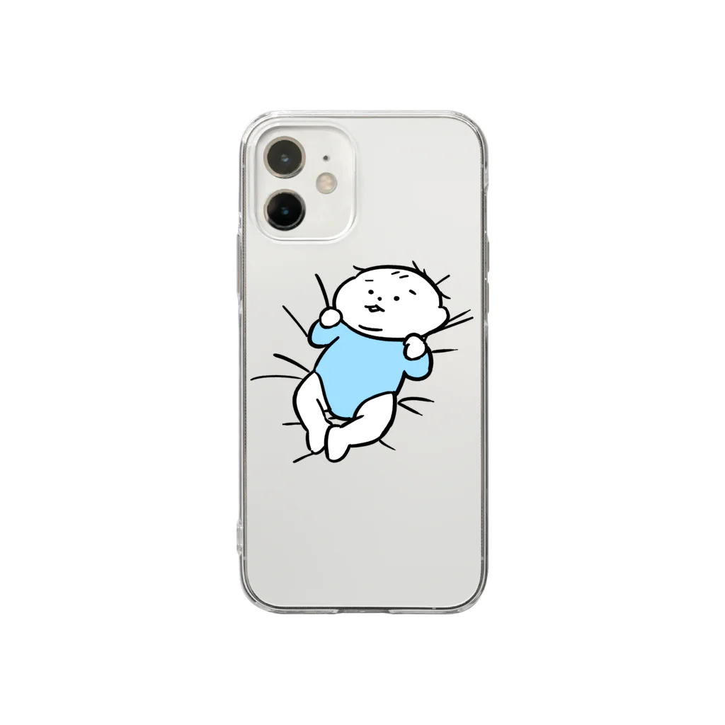 たろう(な気分)屋さんのめり…(ブルー) Soft Clear Smartphone Case